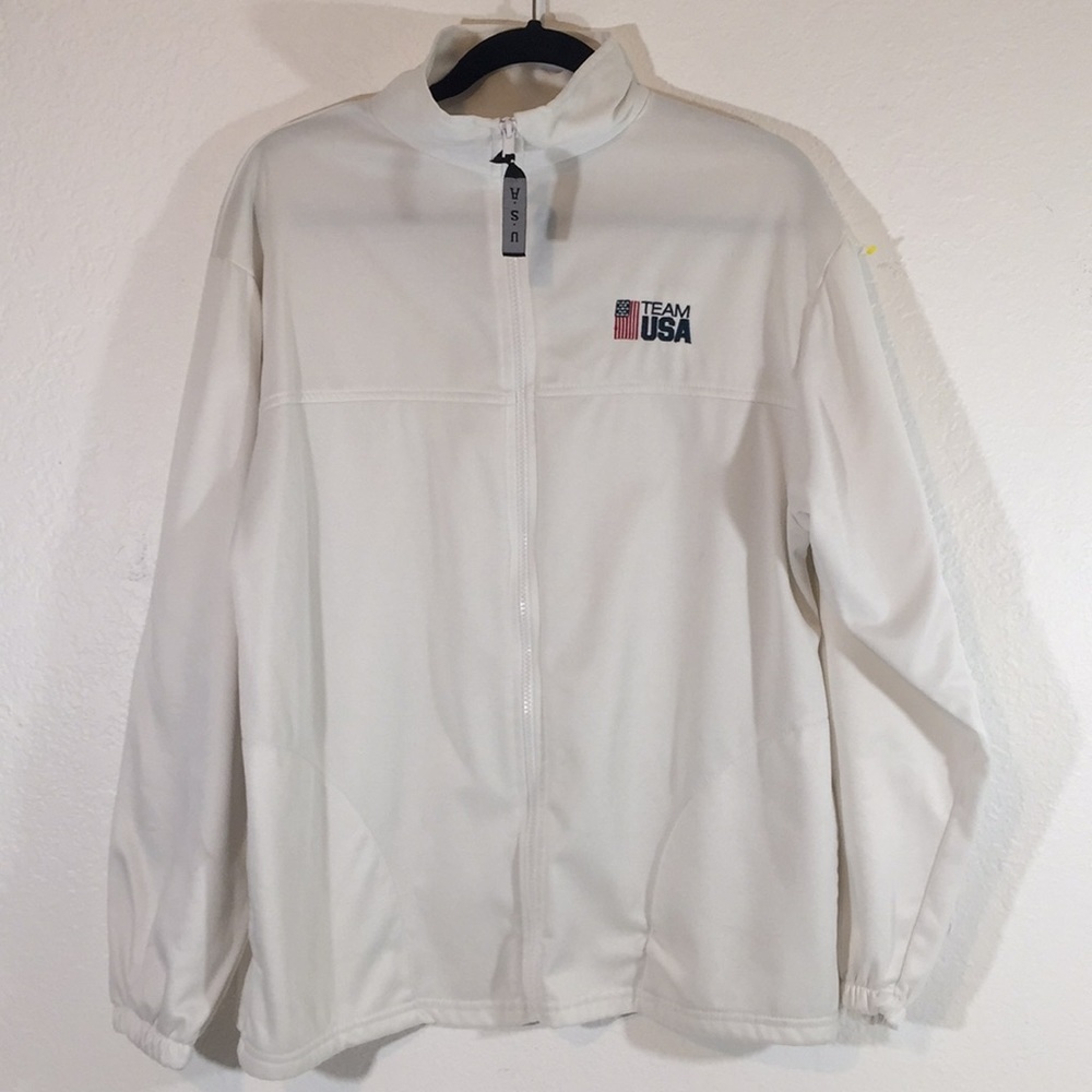 Womens Team USA Flag Olympic White Track Jacket